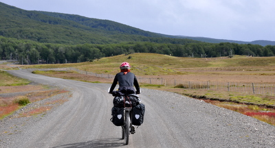 Judit riding towards the pass